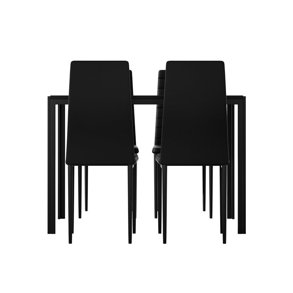 Artiss Dining Chairs and Table Dining Set 4 Chair Set Of 5 Black - Furniture > Dining > Dining Set