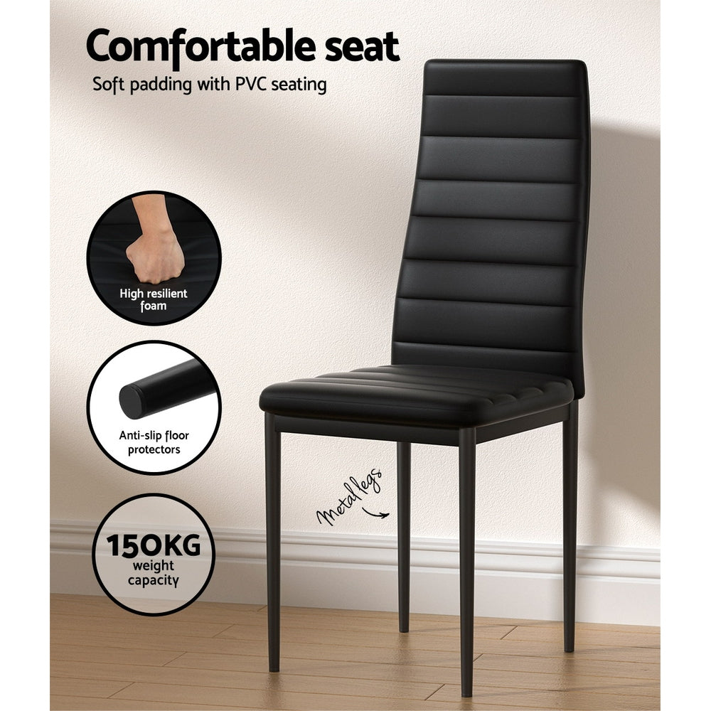 Artiss Dining Chairs and Table Dining Set 4 Chair Set Of 5 Black - Furniture > Dining > Dining Set