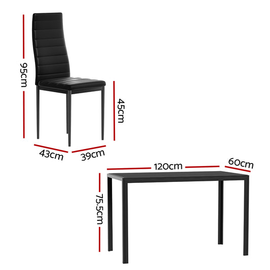 Artiss Dining Chairs and Table Dining Set 6 Chair Set Of 7 Black Furniture > Dining > Dining Set