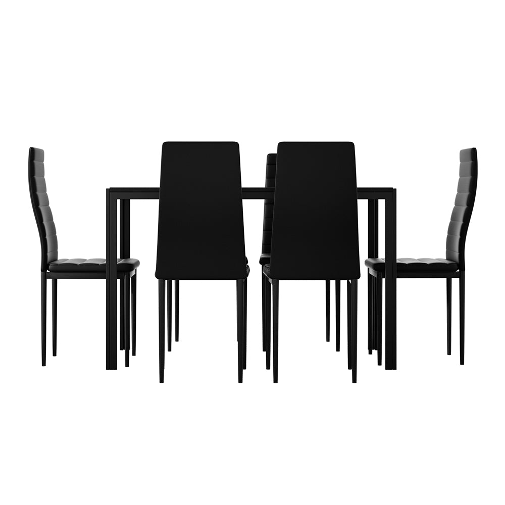 Artiss Dining Chairs and Table Dining Set 6 Chair Set Of 7 Black Furniture > Dining > Dining Set