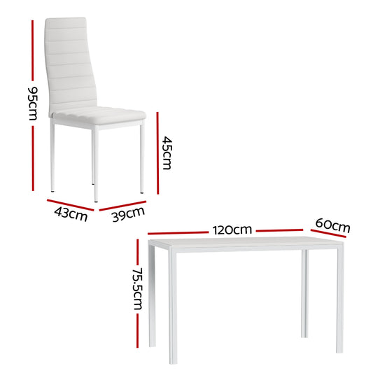 Artiss Dining Chairs and Table Dining Set 6 Chair Set Of 7 White Furniture > Dining > Dining Set