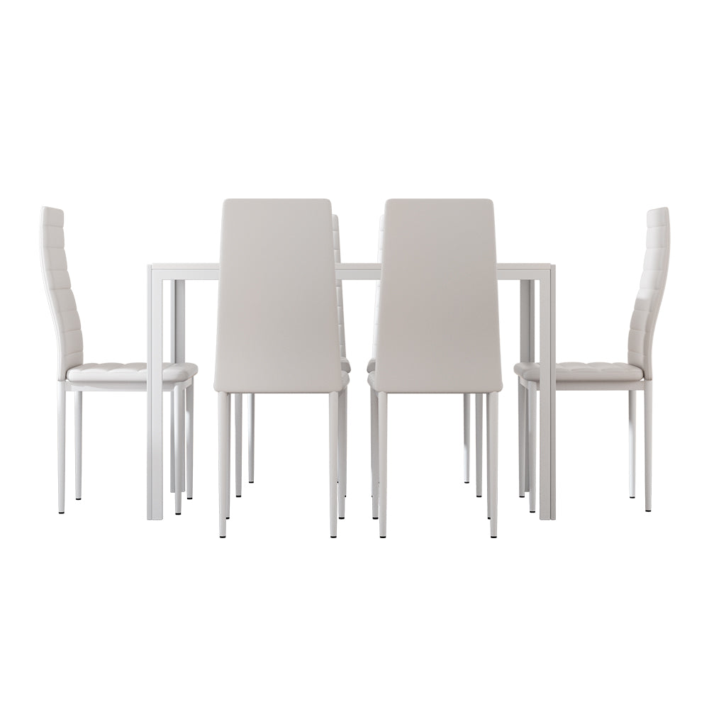 Artiss Dining Chairs and Table Dining Set 6 Chair Set Of 7 White Furniture > Dining > Dining Set