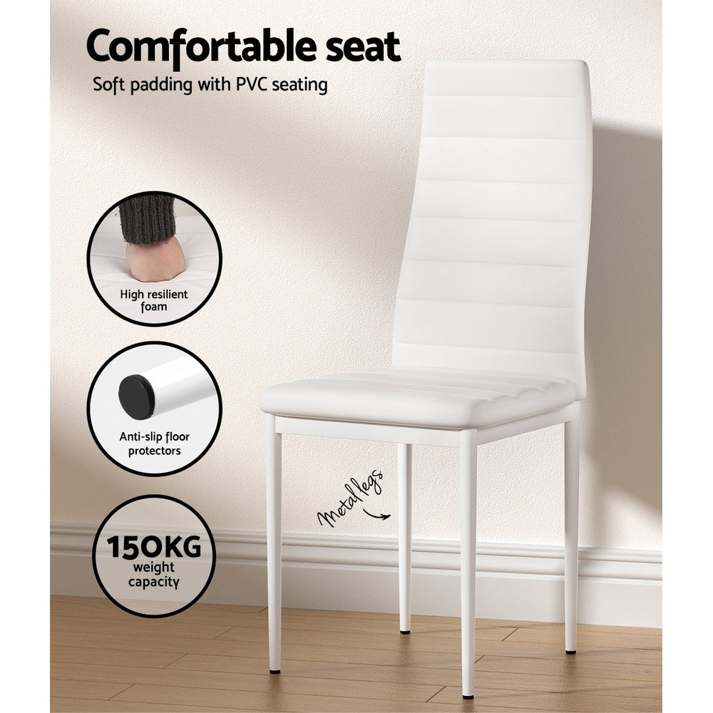 Artiss Dining Chairs and Table Dining Set 6 Chair Set Of 7 White Furniture > Dining > Dining Set