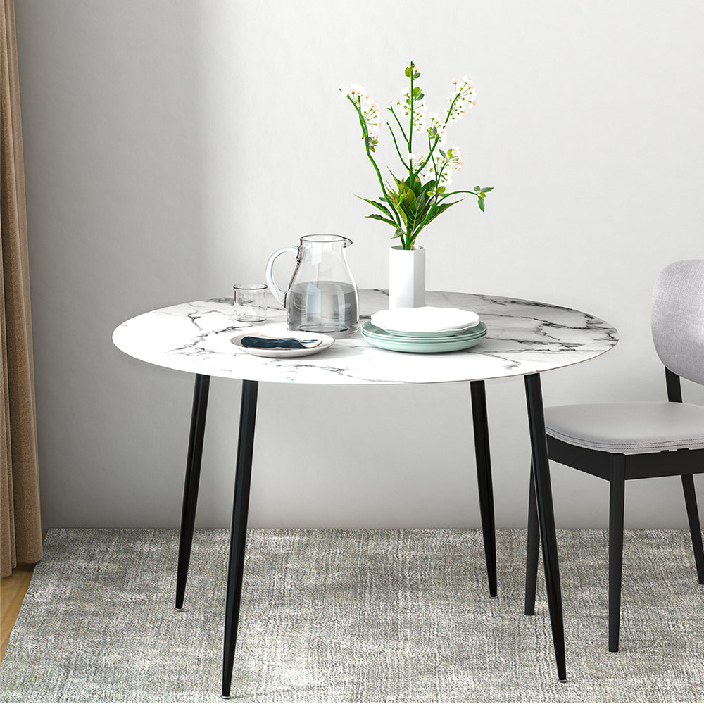 Artiss Dining Table Round Marble Effect 110CM Furniture > Dining > Dining Tables