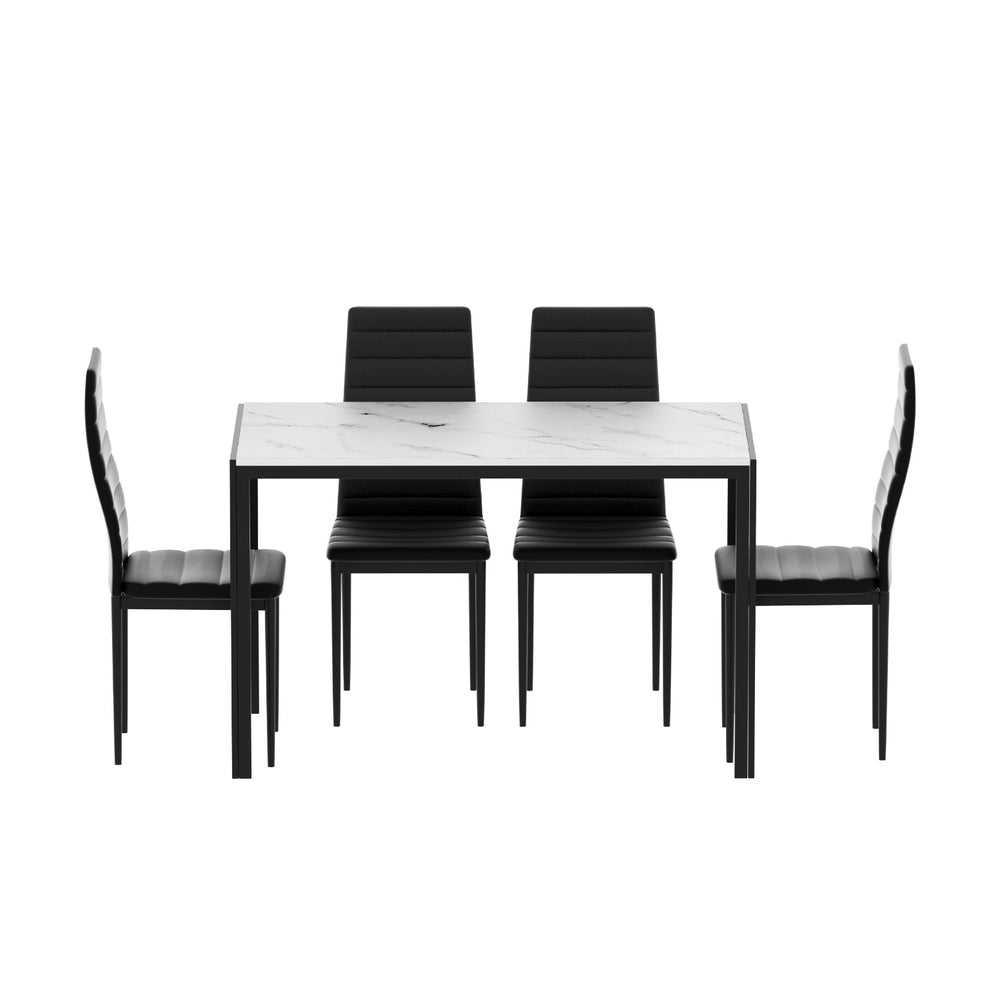 1 Artiss Dining Table and 4 Chairs Set Marble Effect Furniture > Dining > Dining Set