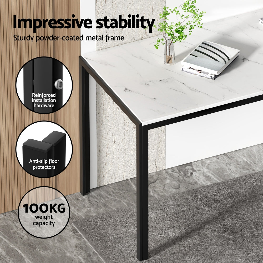 1 Artiss Dining Table and 4 Chairs Set Marble Effect Furniture > Dining > Dining Set