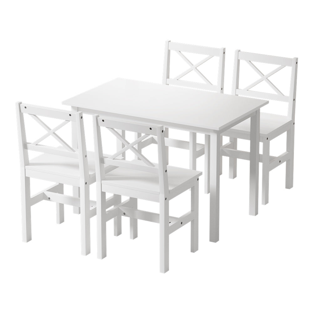 Artiss Dining Chairs and Table Dining Set 4 Cafe Chairs Set Of 5 4 Seater White - Furniture > Dining > Dining Set
