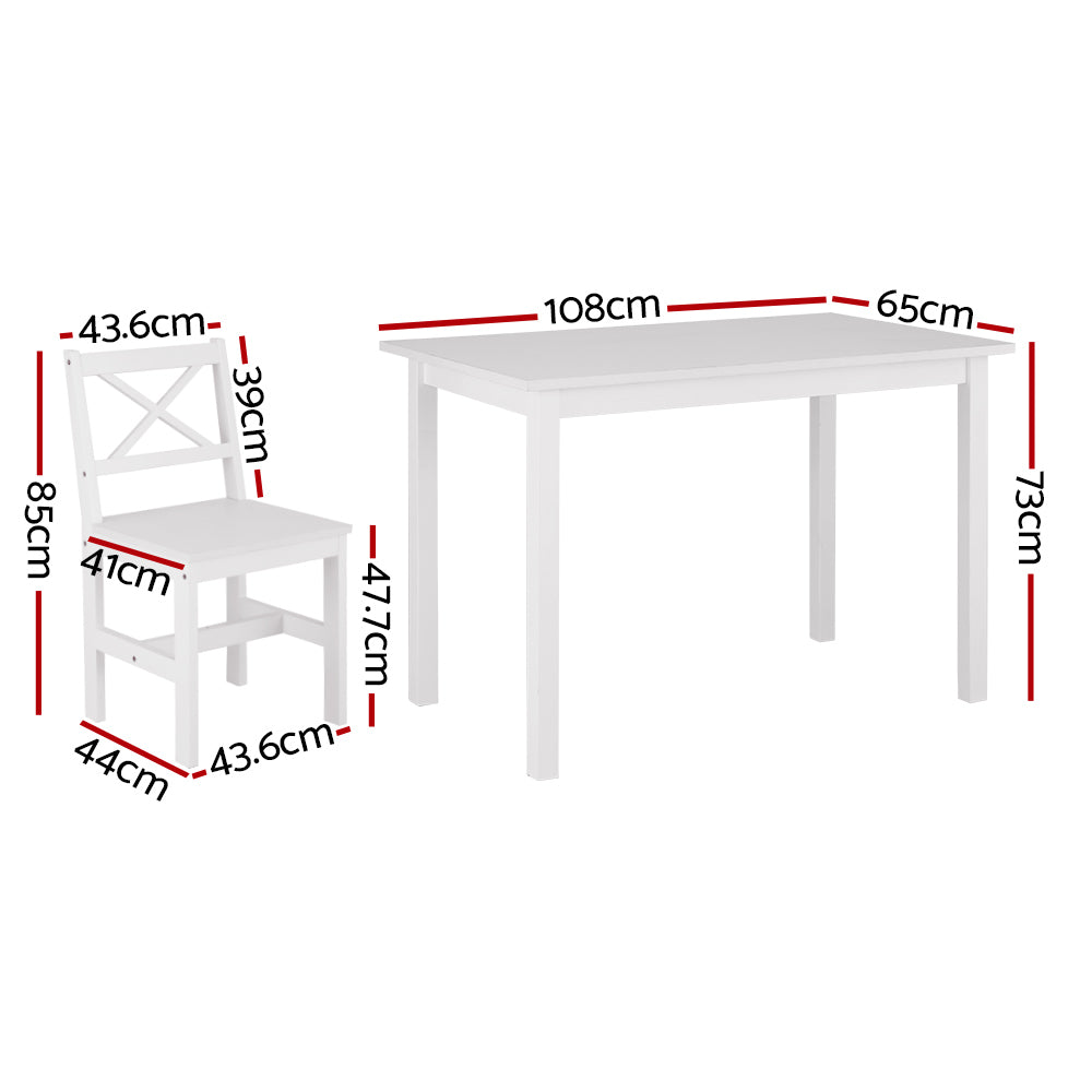 Artiss Dining Chairs and Table Dining Set 4 Cafe Chairs Set Of 5 4 Seater White - Furniture > Dining > Dining Set