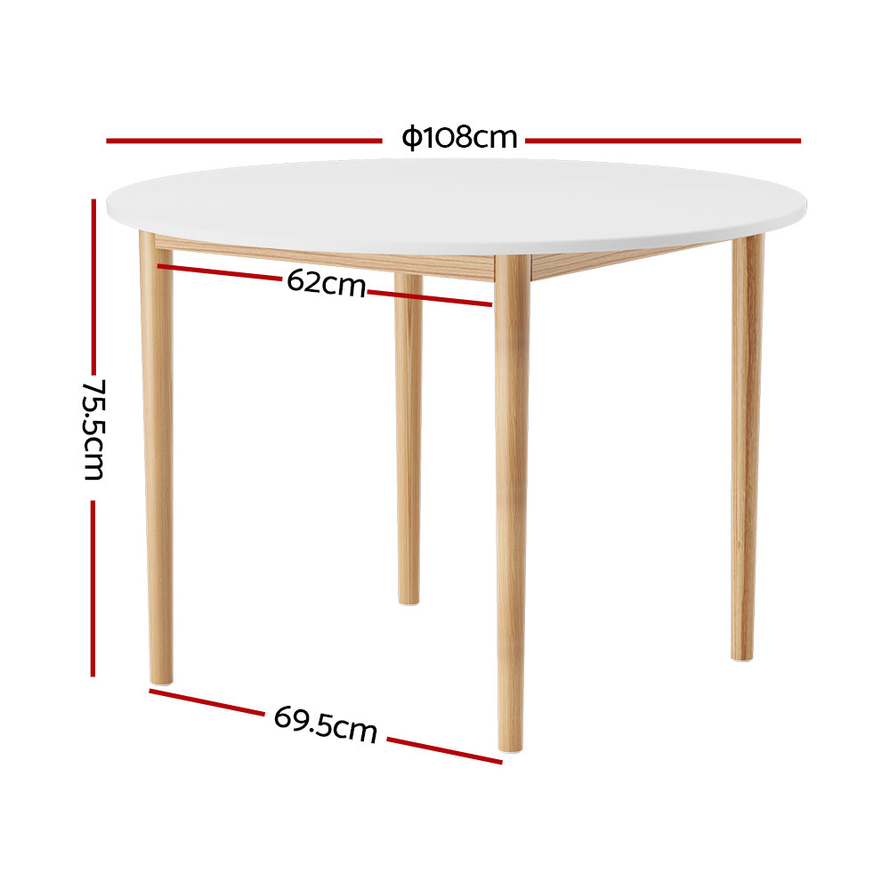 Artiss Dining Table Round White 108CM Diameter Demi Furniture > Dining > Dining Tables