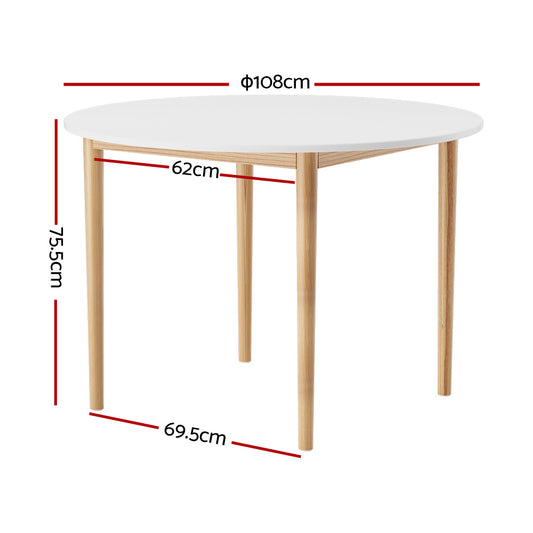 Dining Table Round White 108CM Diameter Demi - Furniture > Dining > Dining Tables