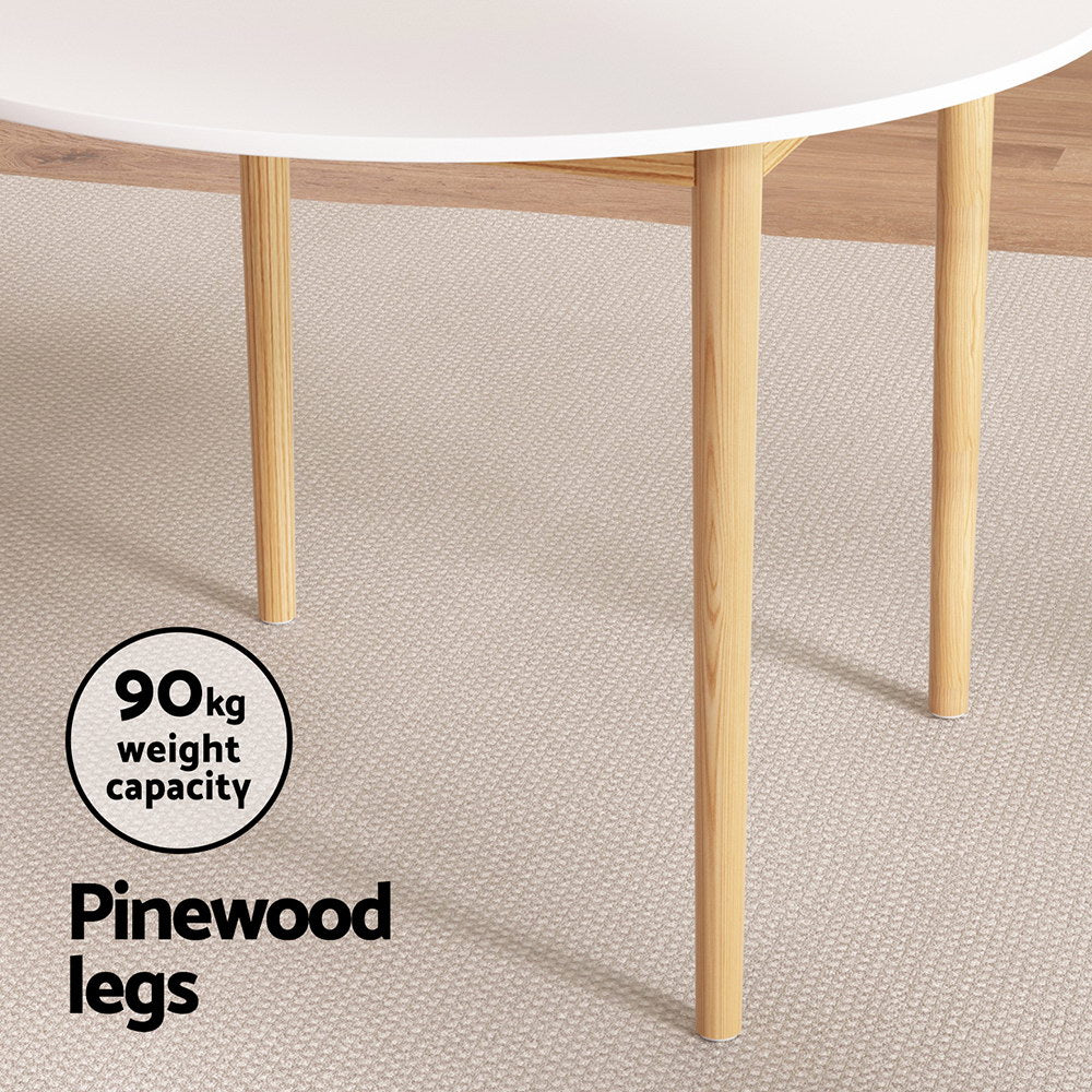Artiss Dining Table Round White 108CM Diameter Demi Furniture > Dining > Dining Tables