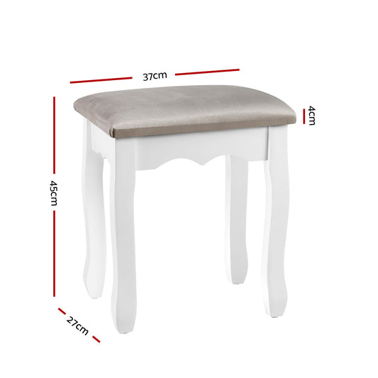 Artiss Dressing Table Stool Velvet Grey Furniture > Bar Stools & Chairs