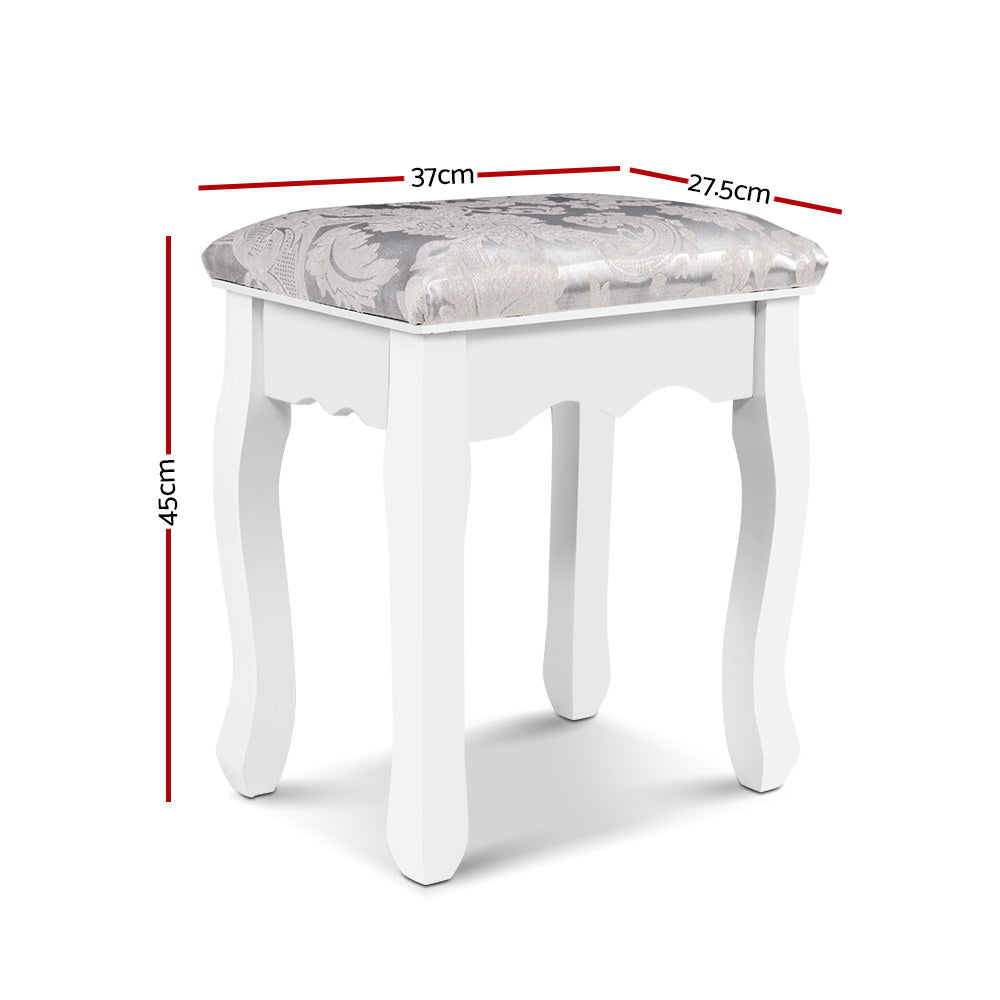 Artiss Dressing Table Stool Velvet White - Furniture > Bar Stools & Chairs