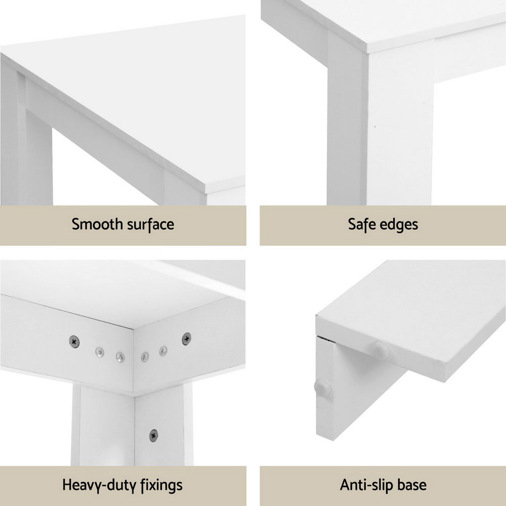 1 Artiss Dining Table and 4 Chairs Set White Wood - Furniture > Dining > Dining Set