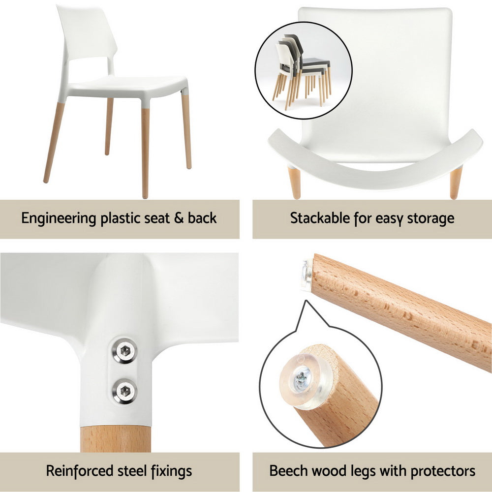 1 Artiss Dining Table and 4 Chairs Set White Wood - Furniture > Dining > Dining Set