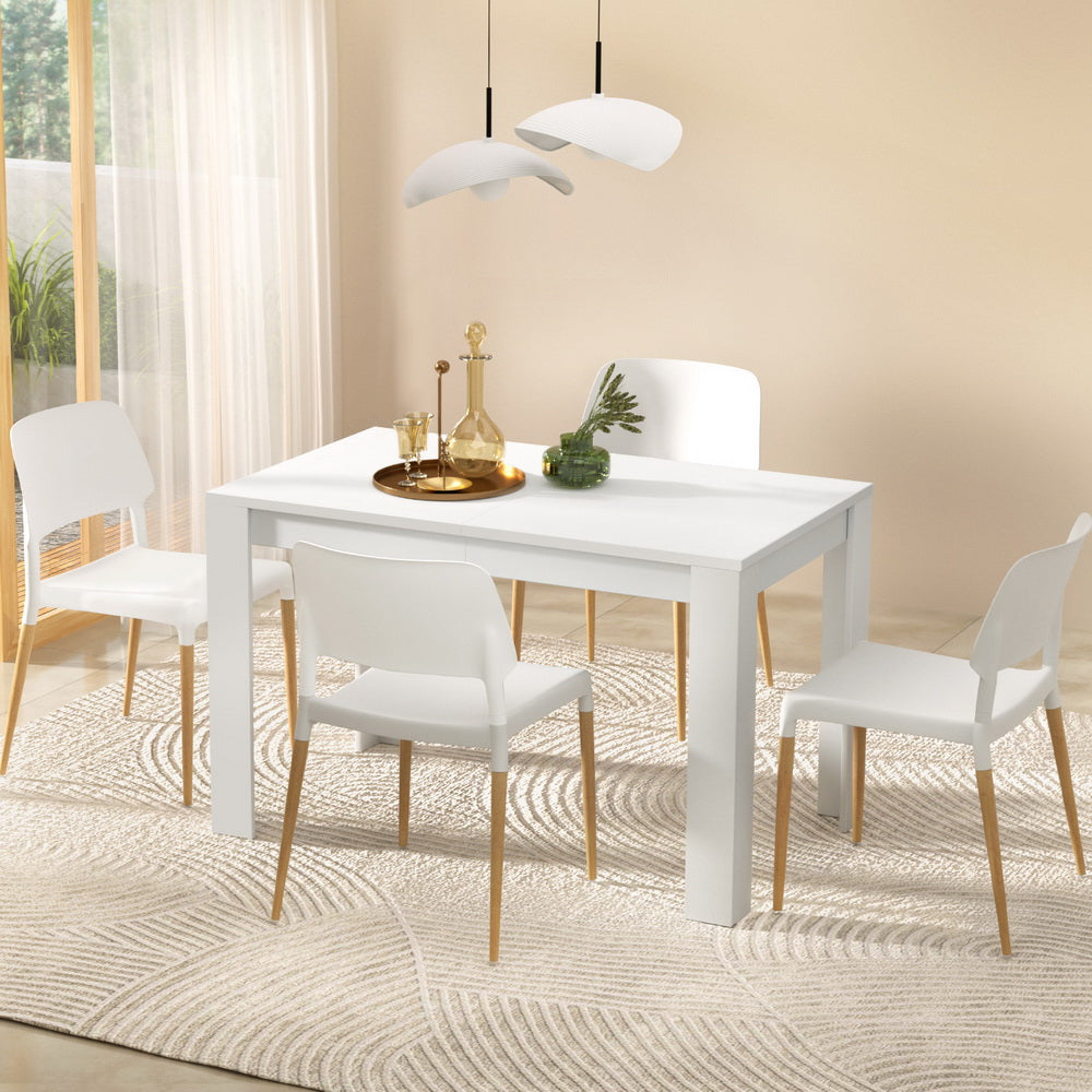 1 Artiss Dining Table and 4 Chairs Set White Wood - Furniture > Dining > Dining Set