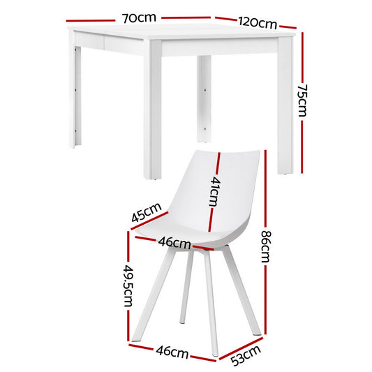 1 Artiss Dining Table and 4 Chairs Set Rectangle White Furniture > Dining > Dining Set