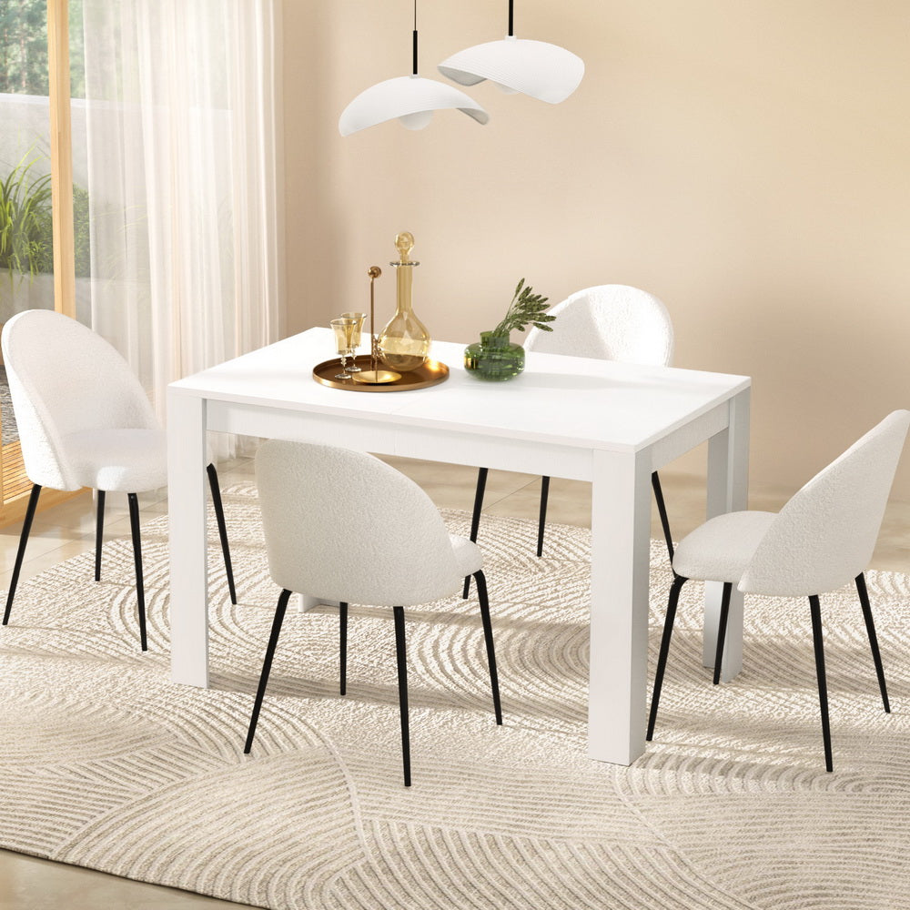 1 Artiss Dining Table and 4 Chairs Set White Sherpa - Furniture > Dining > Dining Set