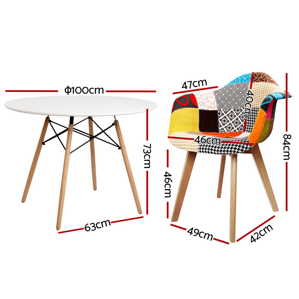 1 Artiss Dining Table and 4 Chairs Set DSW White Furniture > Dining > Dining Tables