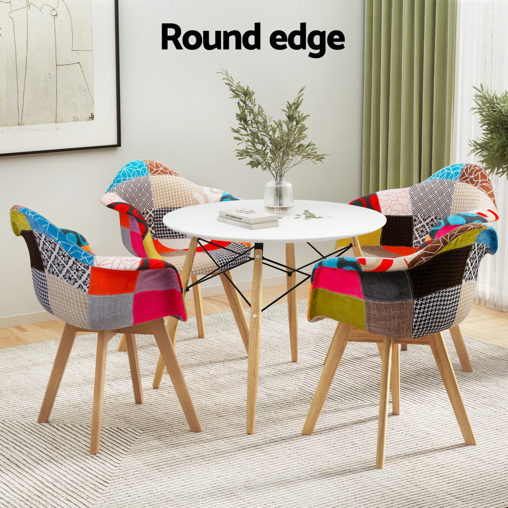 1 Artiss Dining Table and 4 Chairs Set DSW White Furniture > Dining > Dining Tables