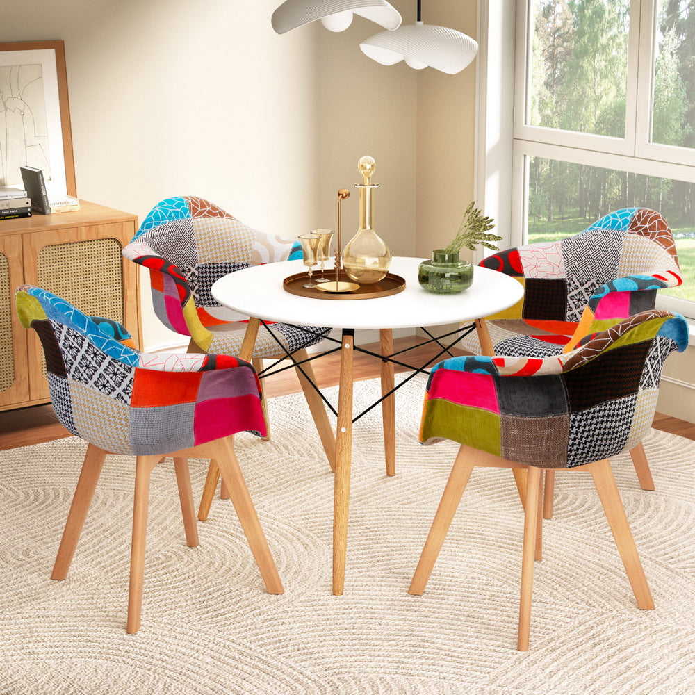 1 Artiss Dining Table and 4 Chairs Set DSW White Furniture > Dining > Dining Tables