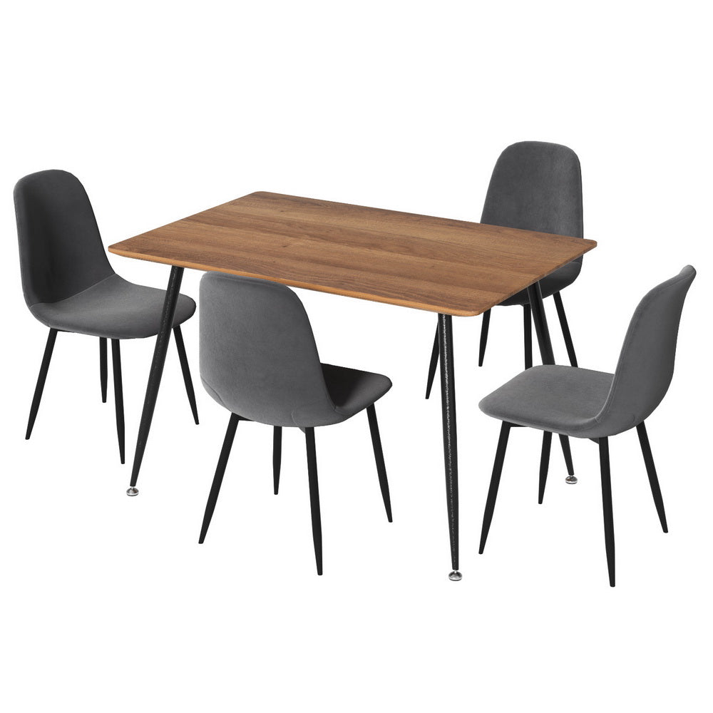 1 Artiss Dining Table and 4 Chairs Set Grey Metal - Furniture > Dining > Dining Set