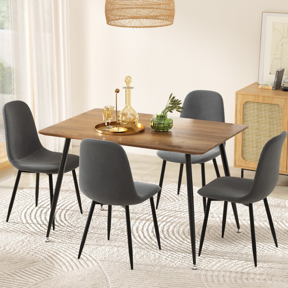 1 Artiss Dining Table and 4 Chairs Set Grey Metal - Furniture > Dining > Dining Set