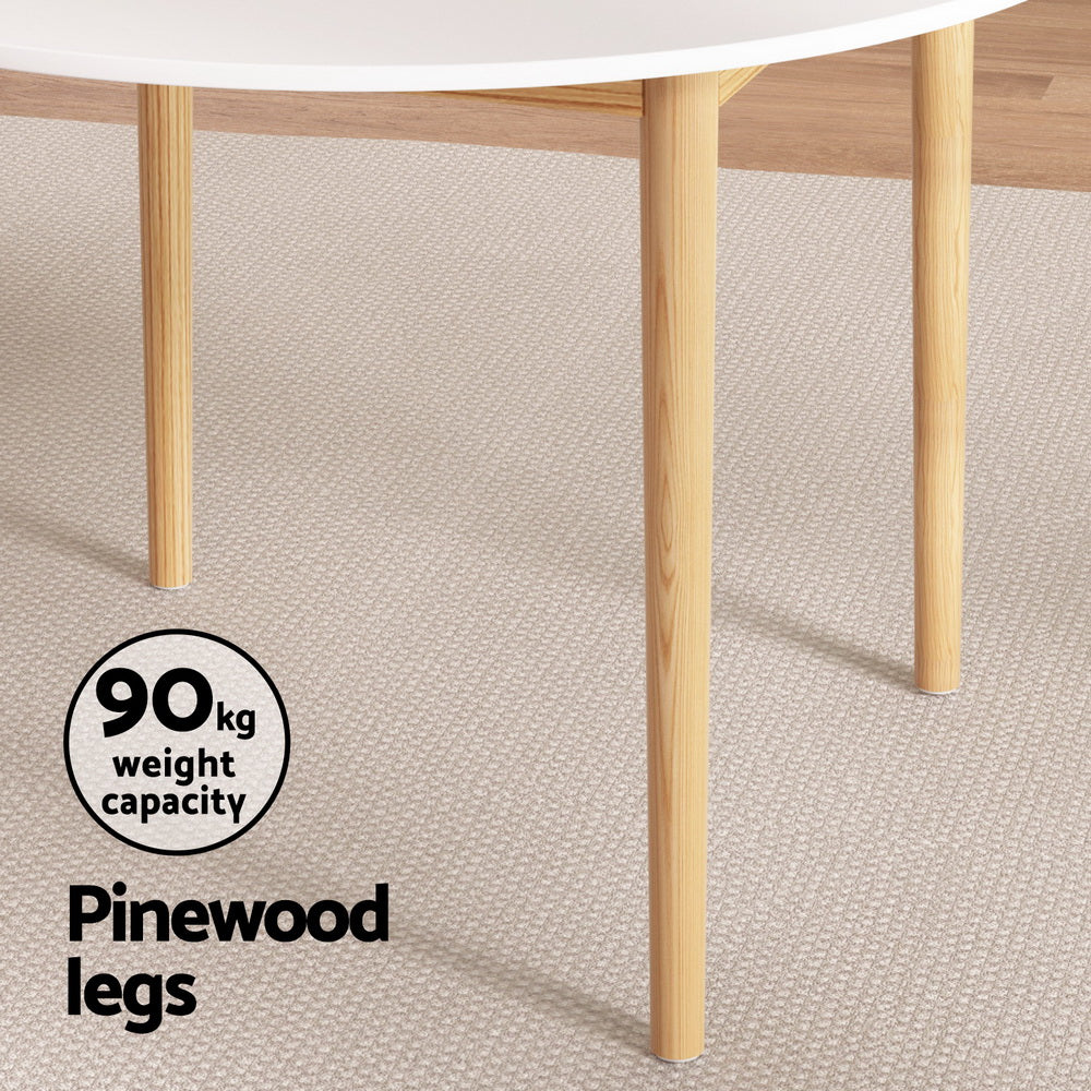 1 Artiss Dining Table and 4 Chairs Set Wishbone Wood Furniture > Dining > Dining Set