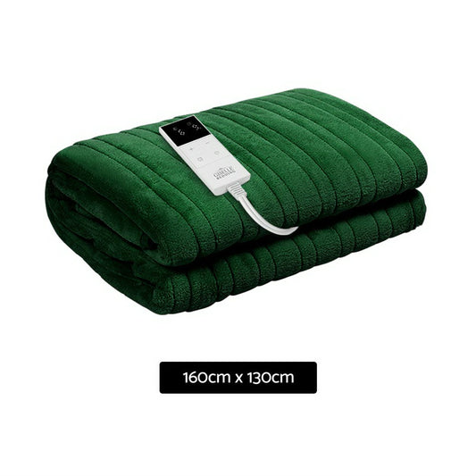 Giselle Electric Throw Rug Heated Blanket Washable Snuggle Flannel Winter Green - Home & Garden > Bedding