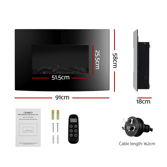 Devanti Electric Fireplace Fire Heater 2000W Appliances > Heaters