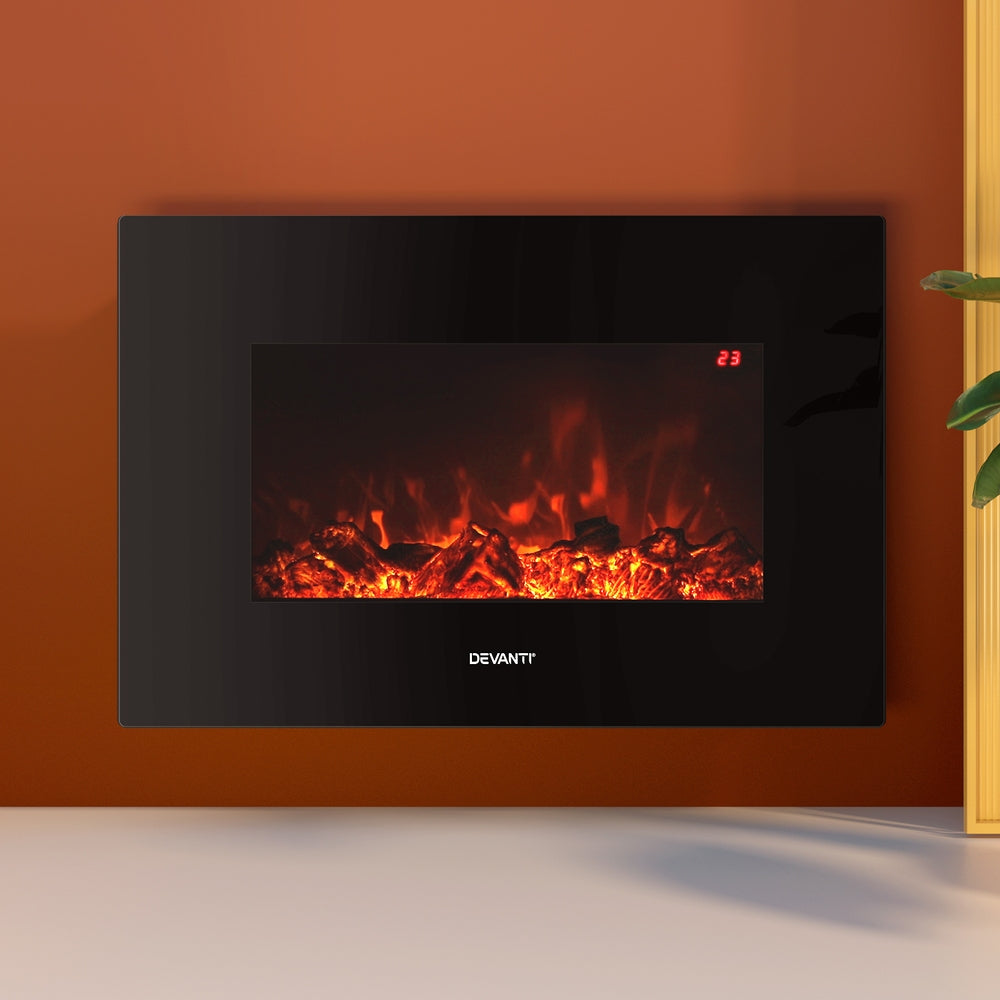 Electric Fireplace Fire Heater 2000w Black