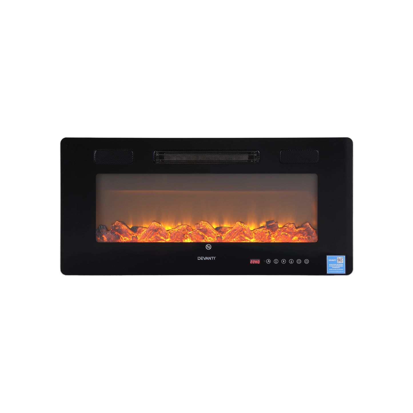 Electric Fireplace Fire Heater Wall Mounted Insert 3D Flame 1800W Remote Control