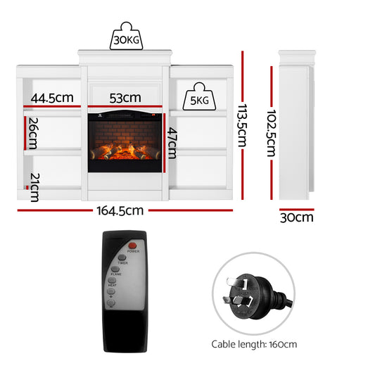 Devanti 2000W Electric Fireplace Fire Heater White Appliances > Heaters > Electric Heaters