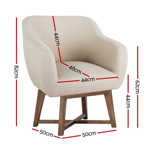 Artiss Armchair Tub Chair Beige Aston Furniture > Bar Stools & Chairs > Arm Chairs & Recliners