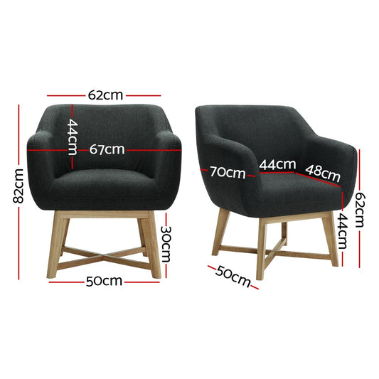 Artiss Armchair Tub Chair Charcoal Aston Furniture > Bar Stools & Chairs > Arm Chairs & Recliners