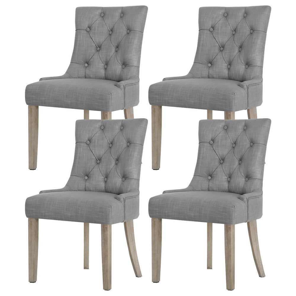 Artiss Dining Chairs Set of 4 Linen French Provincial Grey Furniture > Dining > Kitchen & Dining Chairs