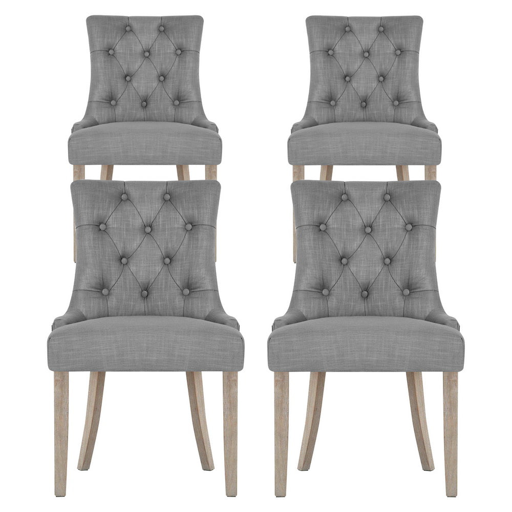 Artiss Dining Chairs Set of 4 Linen French Provincial Grey Furniture > Dining > Kitchen & Dining Chairs