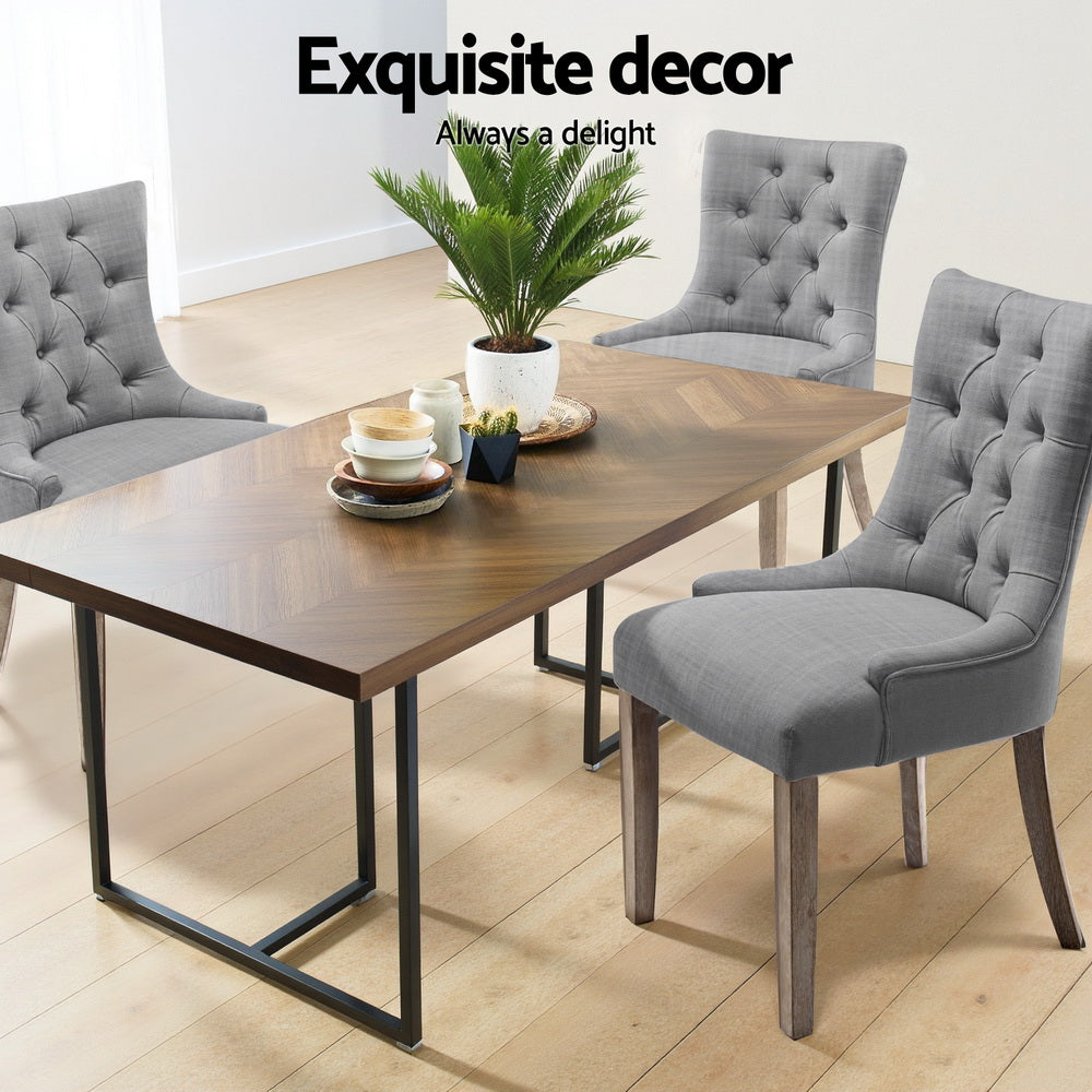 Artiss Dining Chairs Set of 4 Linen French Provincial Grey Furniture > Dining > Kitchen & Dining Chairs