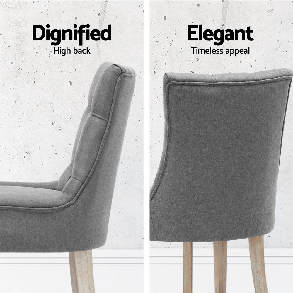 Artiss Dining Chairs Set of 4 Linen French Provincial Grey Furniture > Dining > Kitchen & Dining Chairs