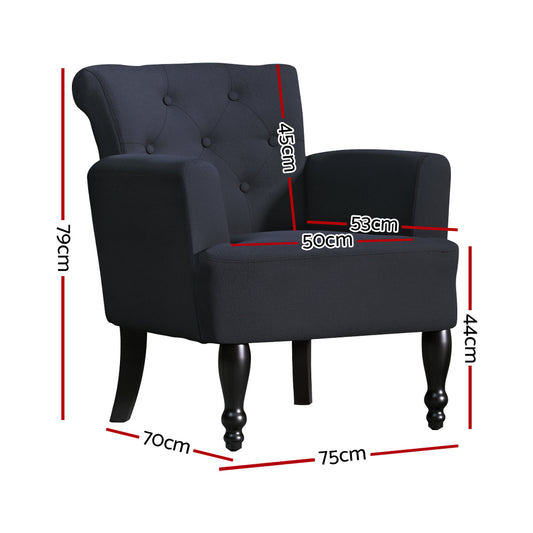 Artiss Armchair Wingback Charcoal Lothair Furniture > Bar Stools & Chairs > Arm Chairs & Recliners