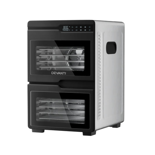Devanti 12 Trays Food Dehydrator Dual-Zone Stainless Steel Fruit Jerky Dryer
