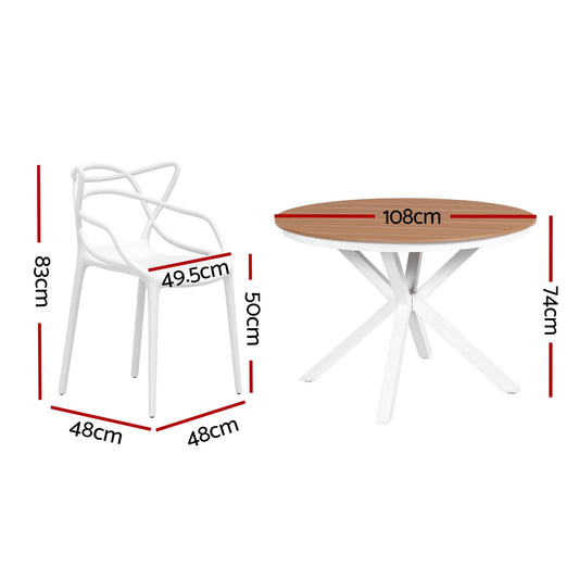 5-Piece Entwine Weave Outdoor Dining Set - White