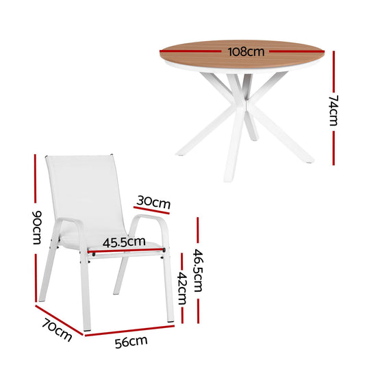 7-Piece Stackable Steel Outdoor Dining Set - White