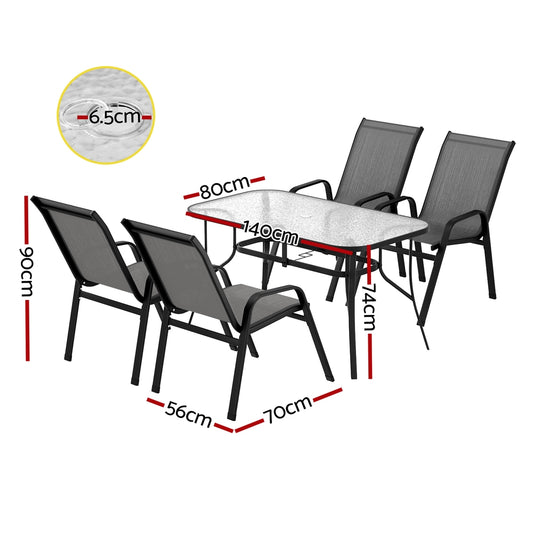 5-Piece Steel Outdoor Dining Setting - Grey