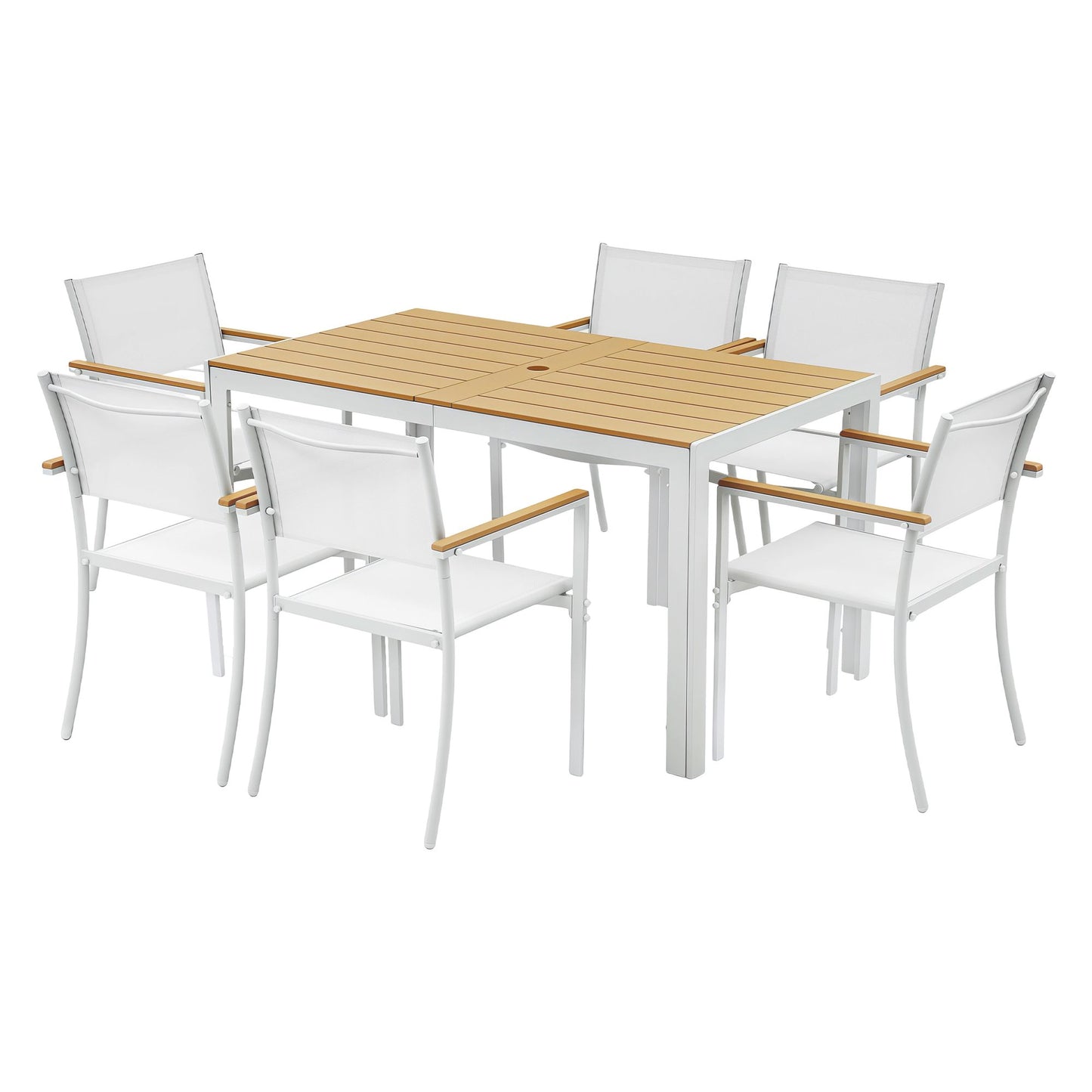 Gardeon 7PCS Outdoor Dining Set Table and Chairs Patio Garden Furniture Bistro Set White