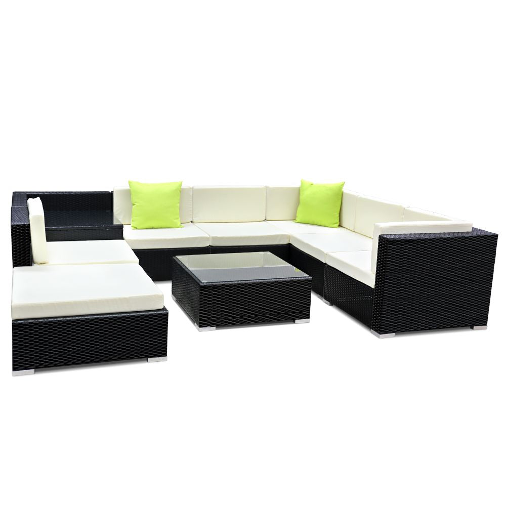 Gardeon 9-Piece Outdoor Sofa Set Wicker Couch Lounge Setting 7 Seater - Furniture > Outdoor > Outdoor Sofas & Lounge