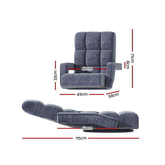 Artiss Floor Lounge Sofa Bed Swivel Charcoal Furniture > Living Room