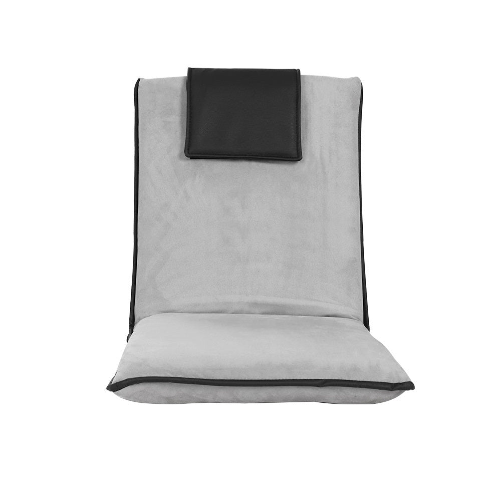 Artiss Floor Lounge Sofa Bed Couch Recliner Chair Folding Chair Cushion Grey - Furniture > Bar Stools & Chairs > Arm