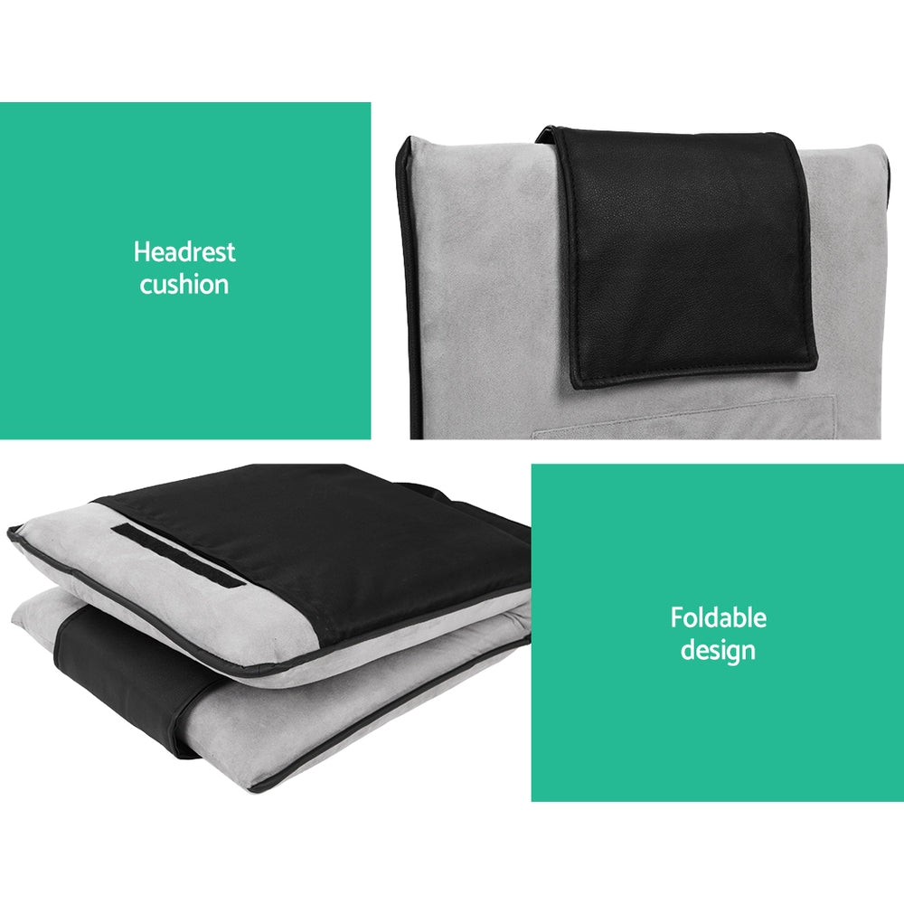 Artiss Floor Lounge Sofa Bed Couch Recliner Chair Folding Chair Cushion Grey - Furniture > Bar Stools & Chairs > Arm