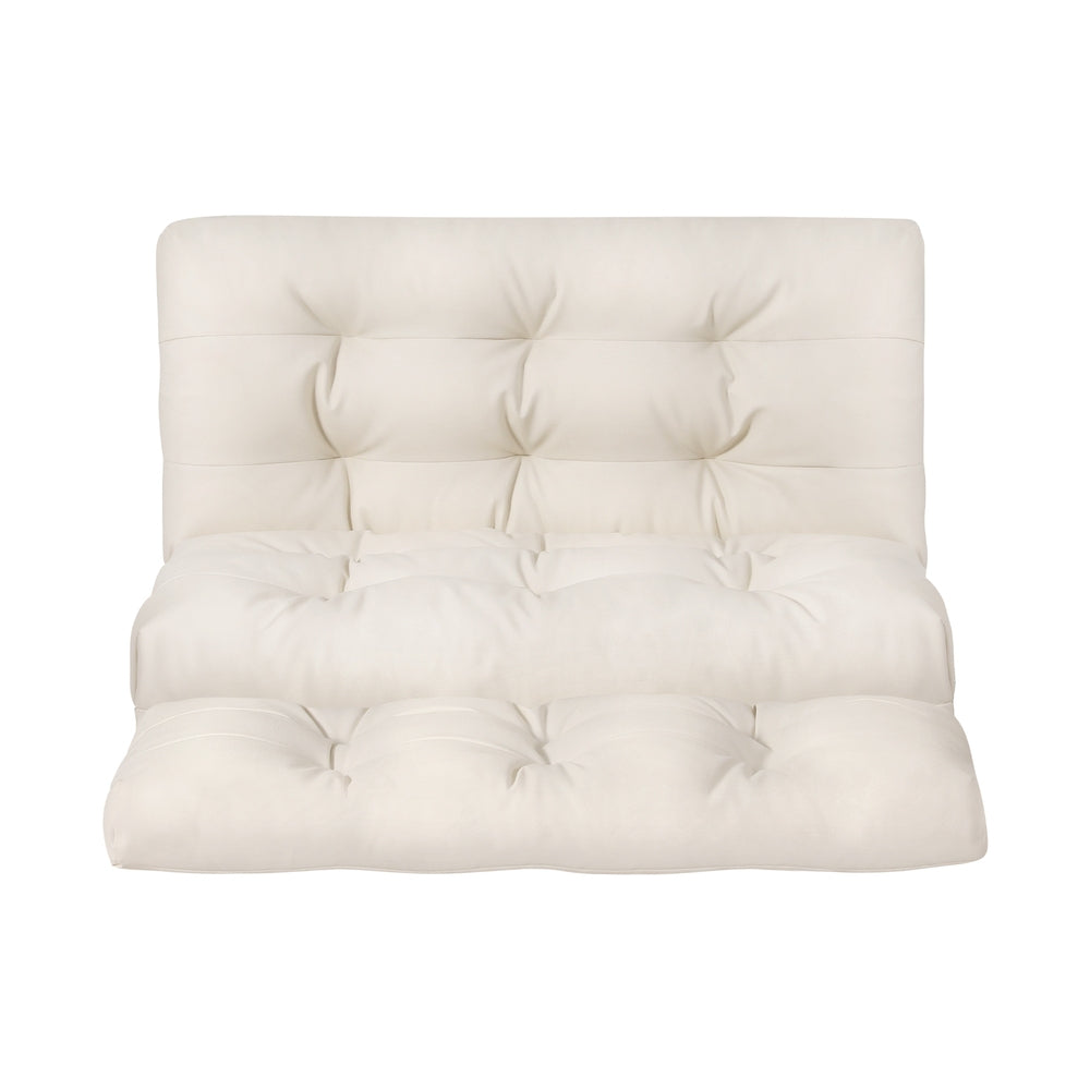 Artiss Floor Lounge Sofa Bed 2 Seater Pillow Leather White - Furniture > Sofas > Sofas & Sofa Beds